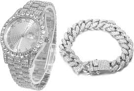Diamant Kette mit Armreif und Uhr